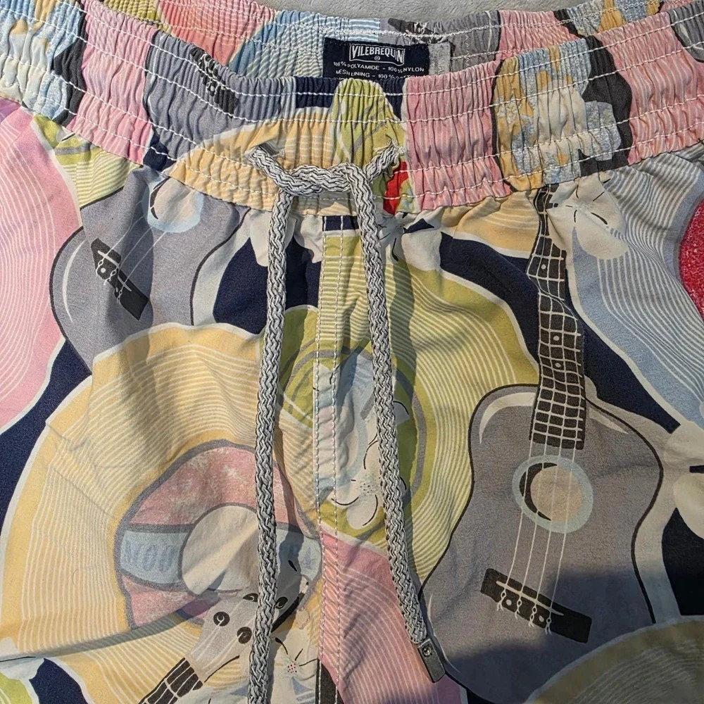 Vilebrequin‎ Men's Swim Trunks Shorts XL Music Record Guitar Print